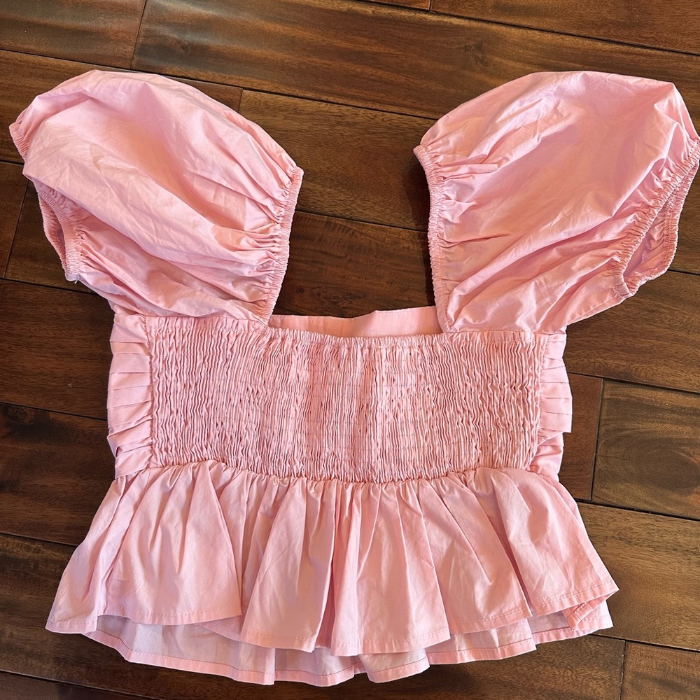 Altar'd State - Serenity Smocked Peplum Top in Light Pink - Size : XS - Picture 5 of 7